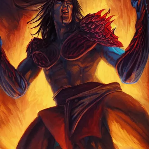 Prompt: magic the gathering koth bringer of fire - art by matt cavotta