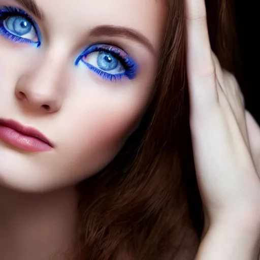 Image similar to a beautiful young woman, blue eyes