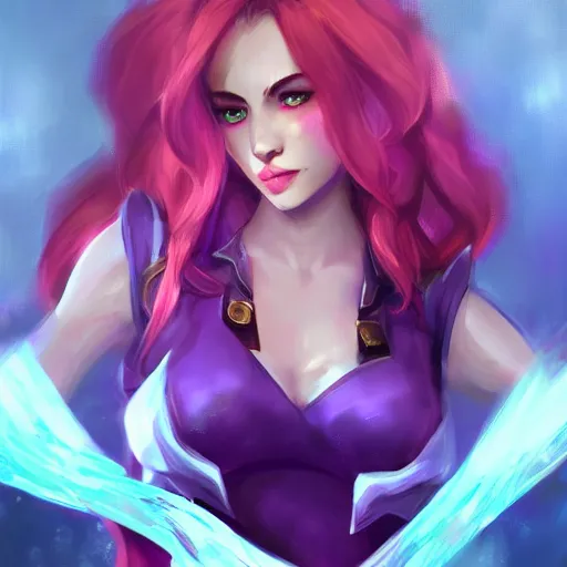 Image similar to league of legends style portrait of a beautiful girl, trending on artstation