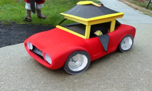 Image similar to child amateur beginner's project diy car proud