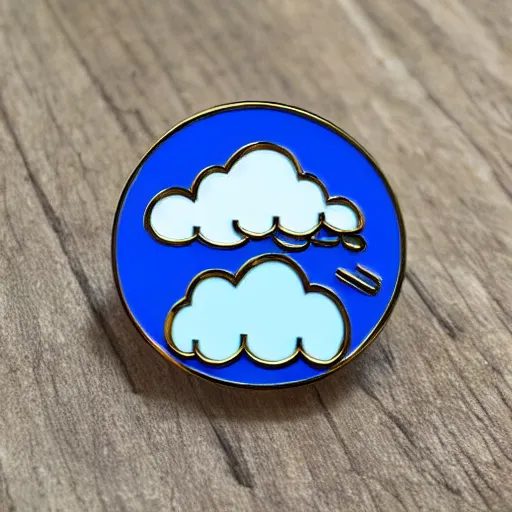 Image similar to clouds enamel pin, style of alumandink