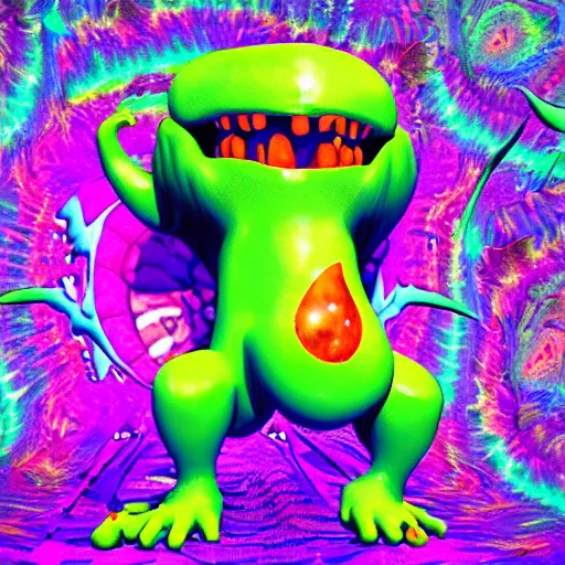 Image similar to psychedelic 3 d monster playdoe