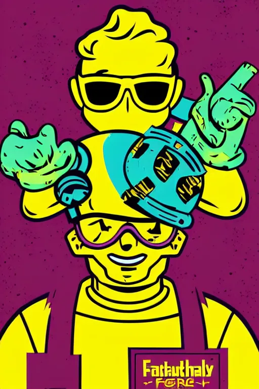 Image similar to fallout 7 6 retro futurist illustration art by butcher billy, sticker, colorful, illustration, highly detailed, simple, smooth and clean vector curves, no jagged lines, vector art, smooth andy warhol style