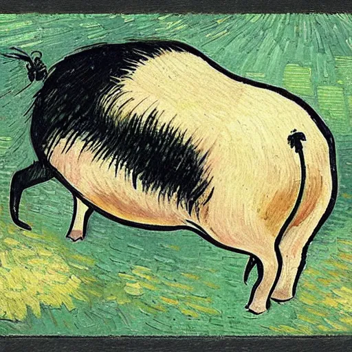 Prompt: a pig and bumblebee hybrid ， by vincent van gogh