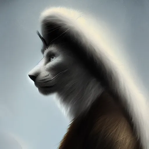Prompt: portrait of a white panter with a very long fur and wizard hat, fantasy, trending on artstation, heroic pose, illustration, highly detailed, simple, 8k