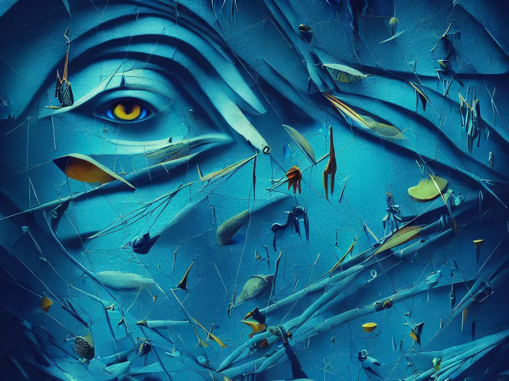 Prompt: highly detailed photo of anomalia, trending on deviantart, neo surrealism, sharp focus, blue pallete, octane, masterpiece, art by max ernst