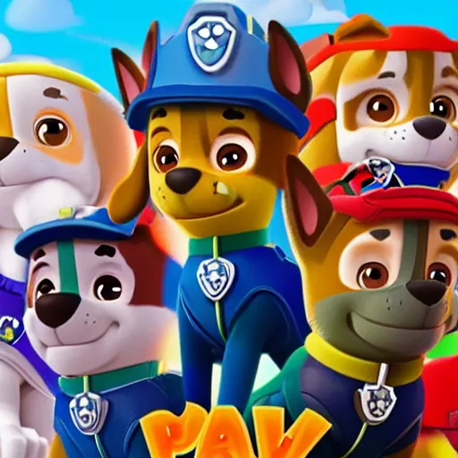 Prompt: paw patrol is on a roll, pixel art, artstation, stylistic, ultra realistic, 4 k