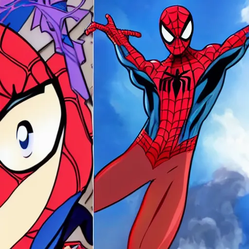 Prompt: spider-man in an anime