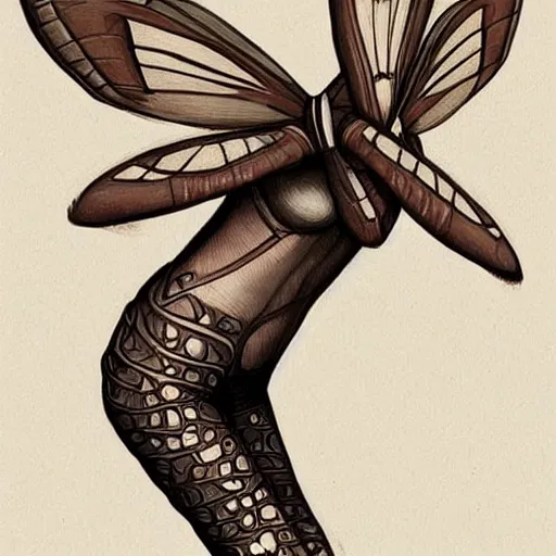Image similar to humanoid anthropomorphic female moth, amazing concept art, fursona, half-moth half-woman, hybrid