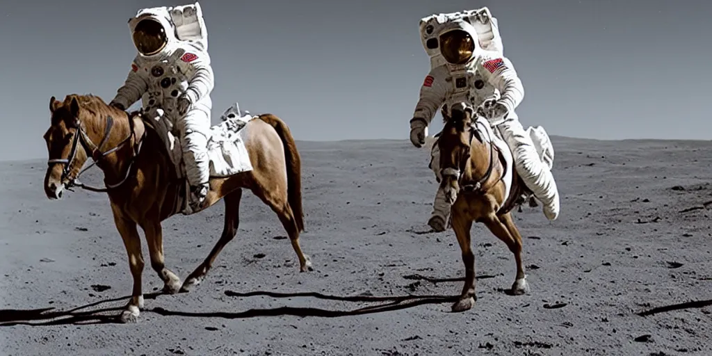 Prompt: photo astronaut riding a horse on the moon