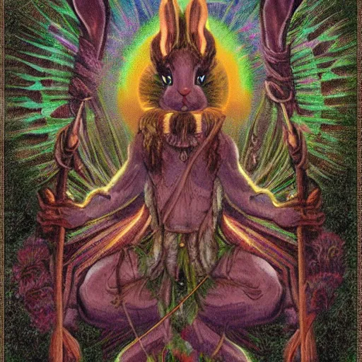 Prompt: a rabbit god by jon neimeister.