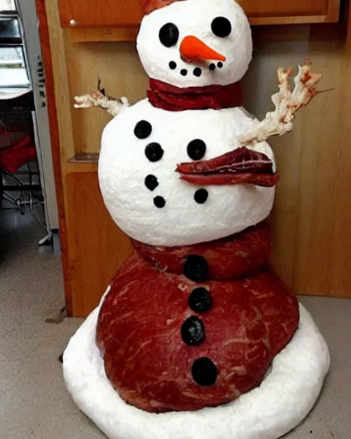 Image similar to snowman made of meat!!!!!!!!!!!!!!!!!!!!!!!!!!!!!