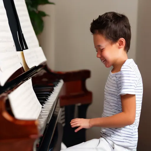 Image similar to happy pianist playing piano