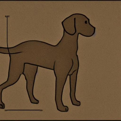 Prompt: blueprint schematics of a dog