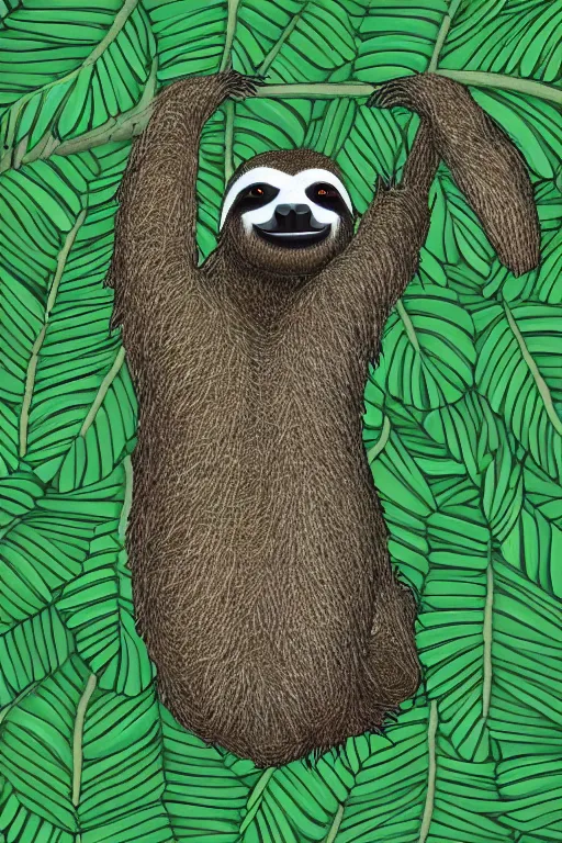 Prompt: a sloth made from leaves, highly detailed, digital art, sharp focus, trending on art station, plant, anime art style