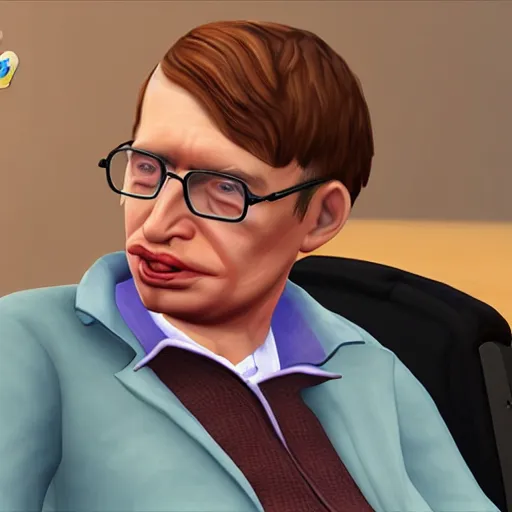 Image similar to stephen hawking in sims 4, gameplay footage