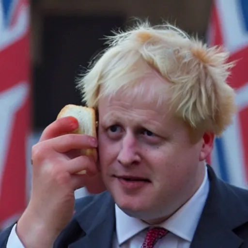 Image similar to photo of a sandwich that looks like boris johnson