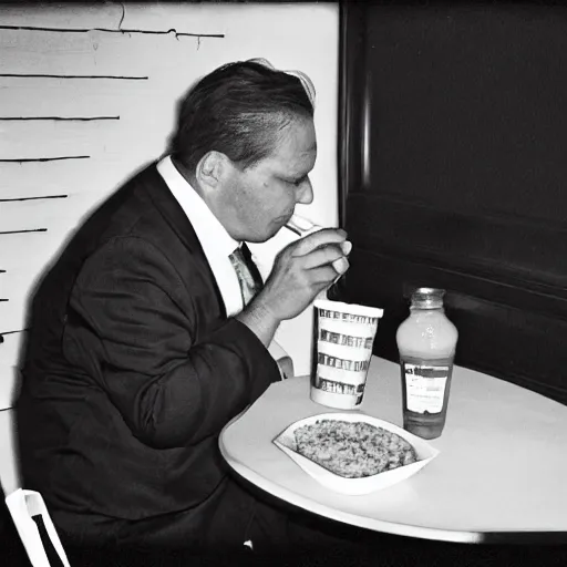 Prompt: a ceo eating a very large hot dog, photograph, sepia