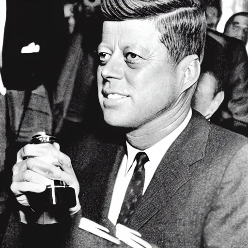 Image similar to jfk in the year 2016 drinking lean and freestyling. Instagram