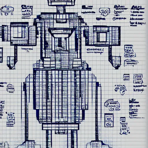 Prompt: barack obama as a robot blueprint