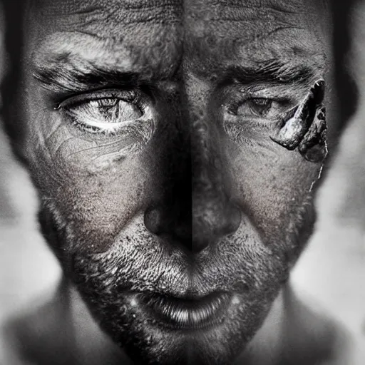 Image similar to a burning tree reflected in a huge teardrop on a ultra-macro human eye by Lee Jeffries, perfect lighting