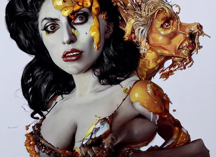 Image similar to lady gaga painting carved in amber by chiara bautista and norman rockwell and greg rutkowski weta studio