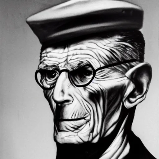 Image similar to portrait of Samuel Beckett by Caravagio