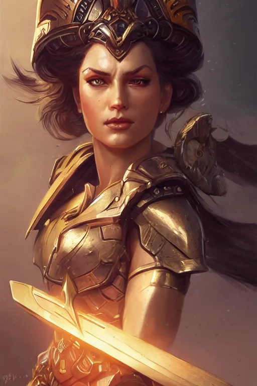 Image similar to amazon valkyrie athena, d & d, fantasy, portrait, highly detailed, headshot, digital painting, trending on artstation, concept art, sharp focus, illustration, art by artgerm and greg rutkowski and magali villeneuve