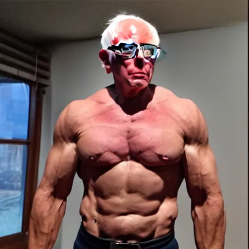 Image similar to muscular bernie sanders, swole