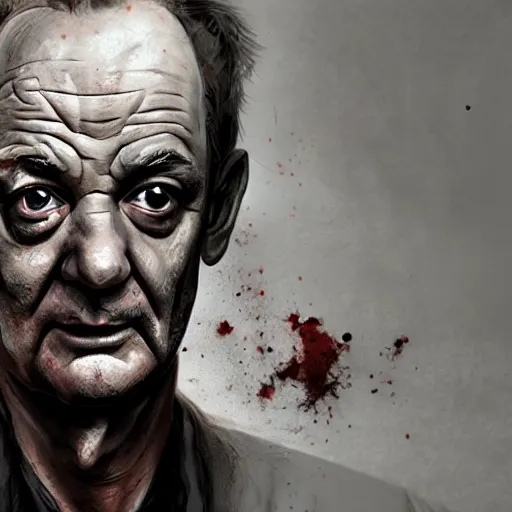 Image similar to bill murray as zombie portrait, dystopia core, zombie apocalyptic, bathrobe, pale skin, dramatic, sharp focus, fiction, hyper detailed, digital art, trending in artstation, cinematic lighting, studio quality, smooth render, unreal engine 5 rendered, octane rendered, art style and nixeu and wlop and krenz cushart