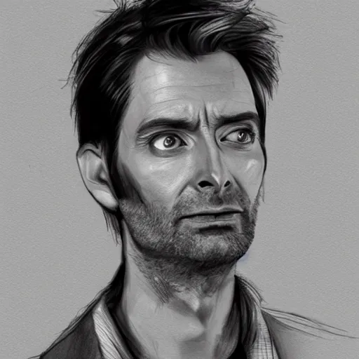 Image similar to david tennant pencil sketch cinematic lighting, render, fantasy