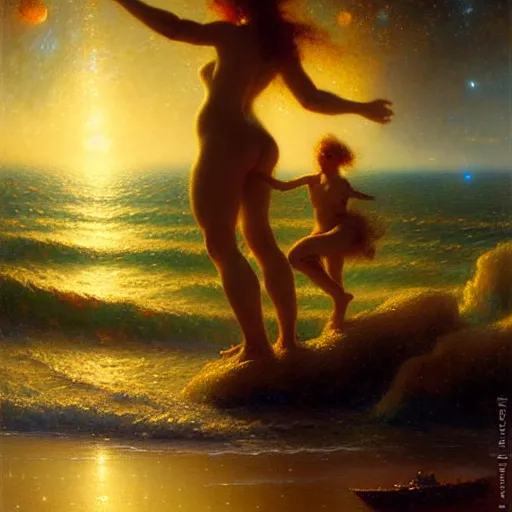 Prompt: night, the ocean, the milk way galaxy. highly detailed painting by gaston bussiere, greg rutkowski 8 k