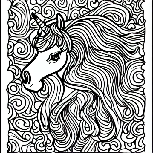 Prompt: unicorn coloring page on