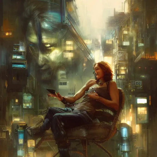 Image similar to neo luddites complaining about new technology by raymond swanland, highly detailed, bright tones