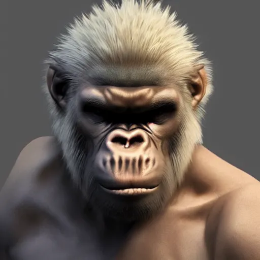 Image similar to extremely scary angry old tough rough looking albino gorilla. scars, scary, gruffness, interesting 3 d character concept by square enix, in the style of league of legends, hyper detailed, character modeling, cinematic, final fantasy, character concept, ray tracing, fur details, maya, c 4 d, artstation
