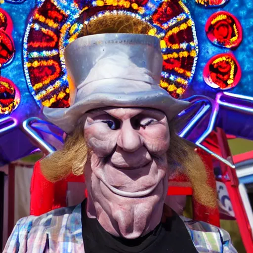 Prompt: a sneering carny watching over the most rigged carnival game ever made