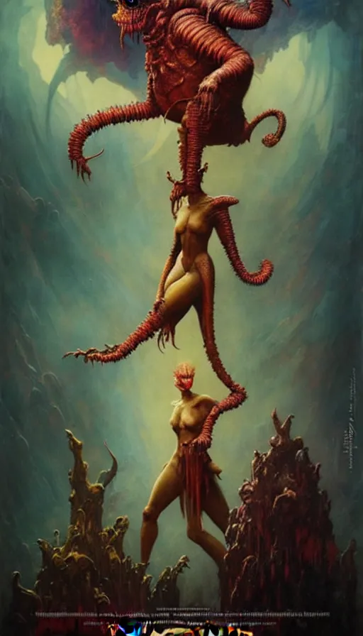 Prompt: exquisite imaginative imposing weird creature movie poster art humanoid colourful movie art by : : weta studio tom bagshaw james jean frank frazetta