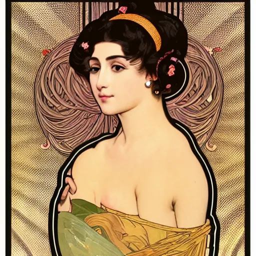 Prompt: vector illustration of an over bronzed instagram influenza girl, vulgar, siliconized, plastic surgery, big but, tight legging, black smooth hairs, too much make - up, oversized lips, selfie, artstation, sharp focus, art by gustav klimt - alphonse mucha - adolphe bouguereau