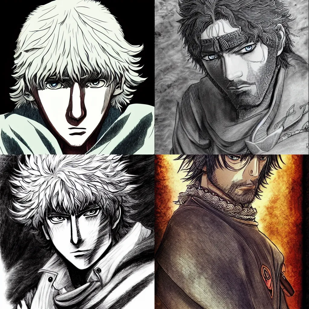 Prompt: berserk serpico, manga, highly detailed, digital art, centered, portrait, colored accurately, in the style of hideo yamamoto