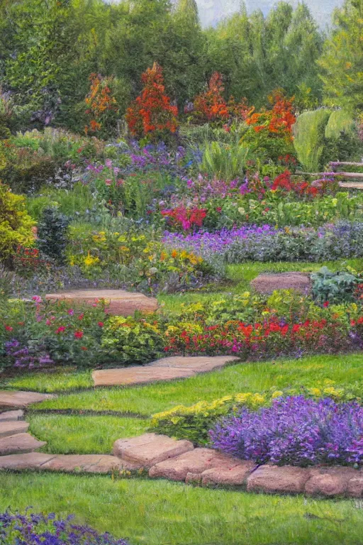 Image similar to mcgovern centennial gardens, oil on canvas, intricate, landscape, 8 k highly professionally detailed, hdr, cgsociety