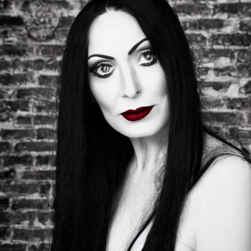 Prompt: dslr portrait photo of morticia addams, f 2. 8, iso 4 0 0,, 4 k, photorealistic, cinematic, masterpiece,