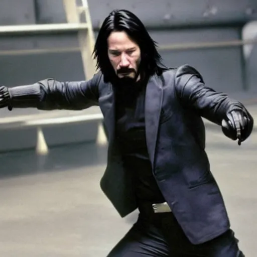 Prompt: keanu reeves as wolverine in emotional movement, dressed the original x - men suite