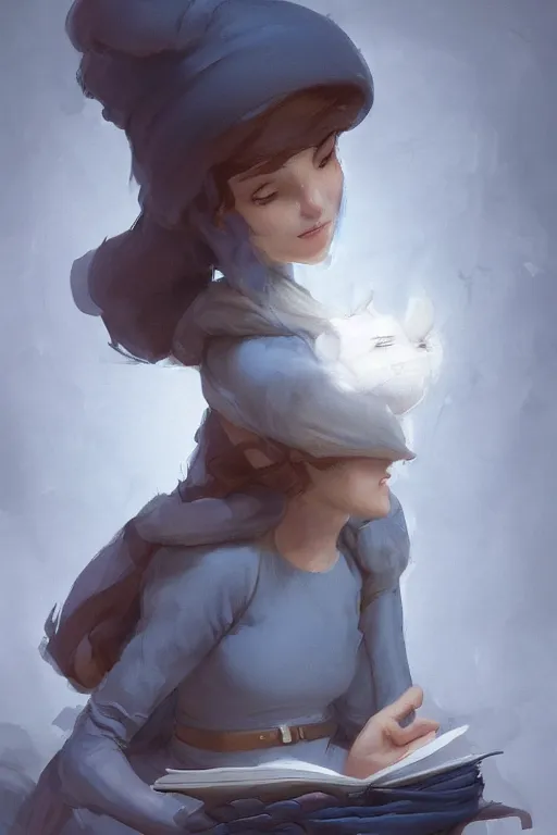 Image similar to concept art of fitzchevalry reading the book les antiseches du bonheur of jonathan lehmann, nighteyes is looking warmly over his shoulders, by aenaluck, artgerm and roberto ferri and greg rutkowski, blue and white tones, digital painting, artstation, concept art, smooth, sharp foccus ilustration hq