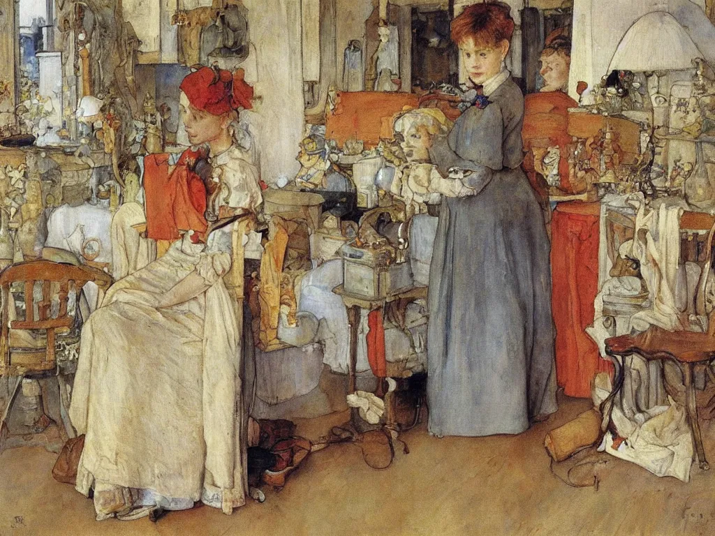 Image similar to a painting, oil on canvas, by carl larsson