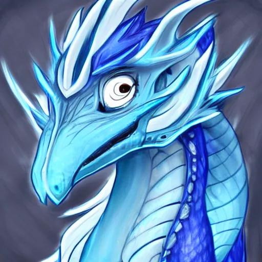 Image similar to an anthropomorphic blue dragon with icy scales, cartoon art trending on furaffinity