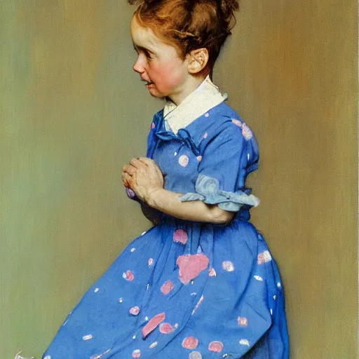 Prompt: portrait of a blue and pink queen, by norman rockwell