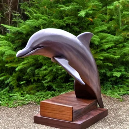 Prompt: wood sculpture of a dolphin