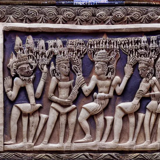 Image similar to angkor bas relief new england Patriots score a touchdown