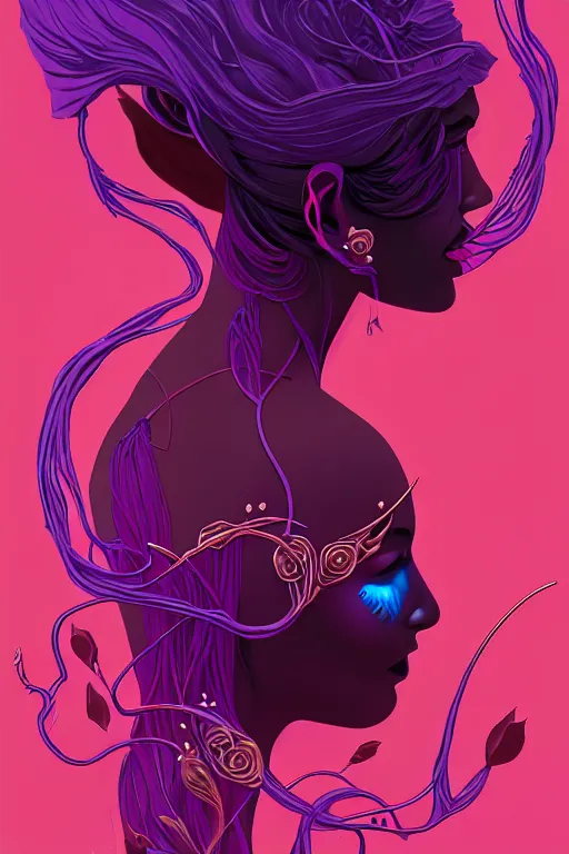 Prompt: 👁👩🏾🌹👾, phantom, dreary, dramatic, fluid, golden ratio, artstation, moebius + loish, hd, long vines,