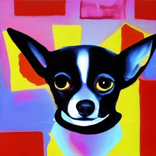 Image similar to abstract painting of a Chihuahua and taco bell